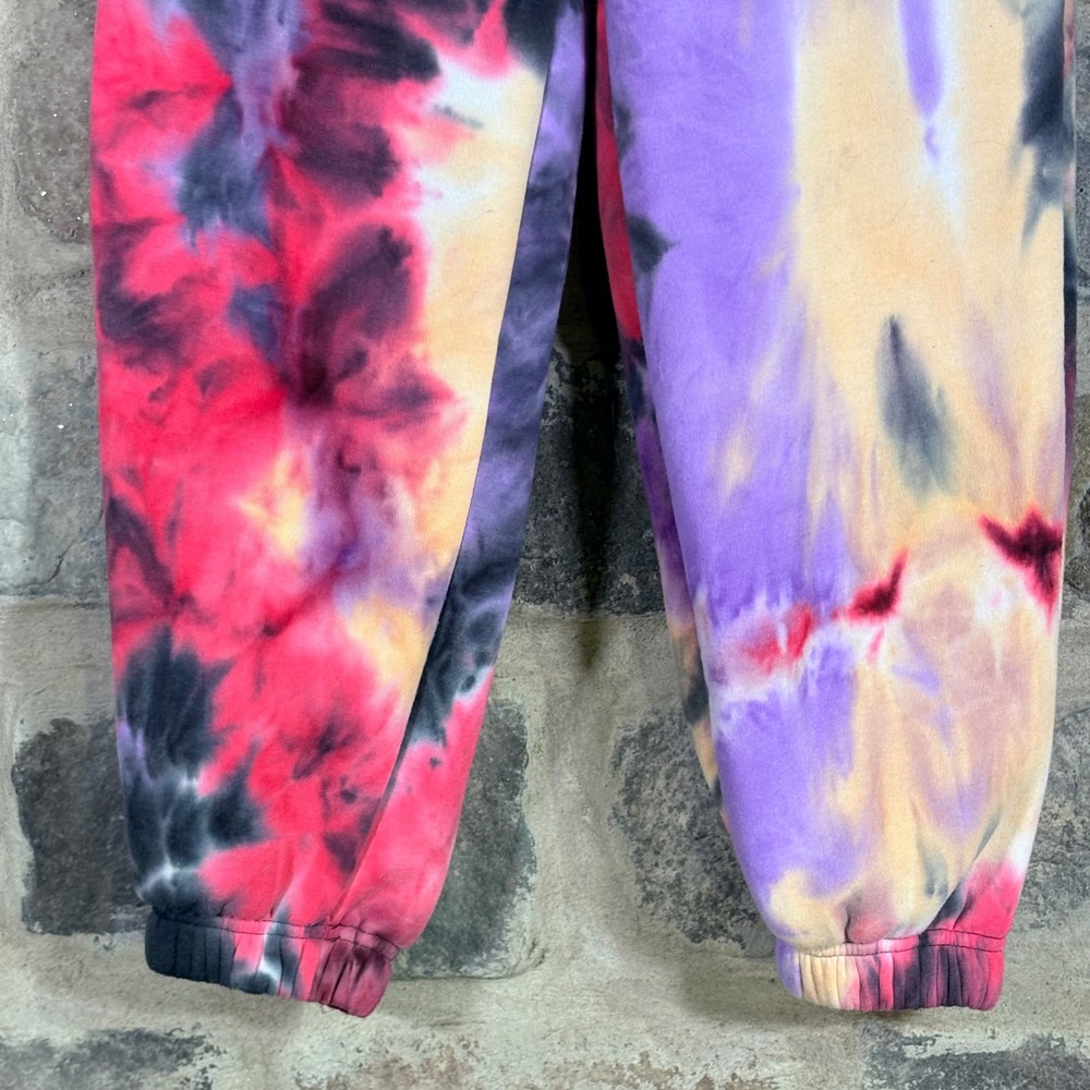 Refuge Athletics Tie Dye Sweatpants‎ Purple Pink Black Yellow Jogger Pants XS - Picture 8 of 13